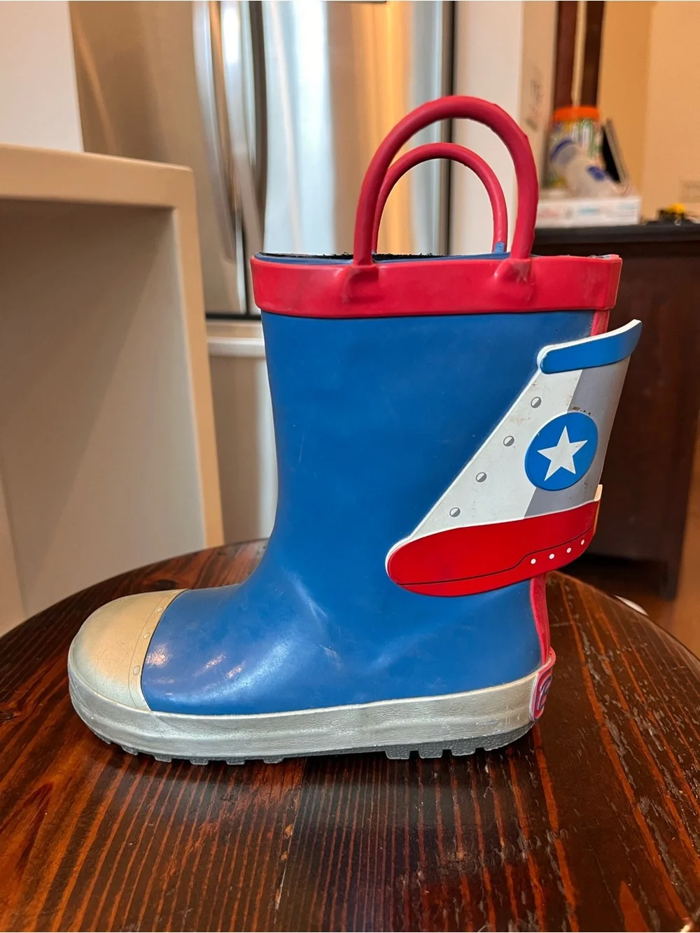 Bixbee Red & Blue Superhero Kids Rain Boots with Shield Detail